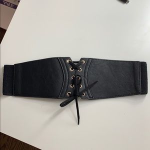 Black lace up/ corset waist belt